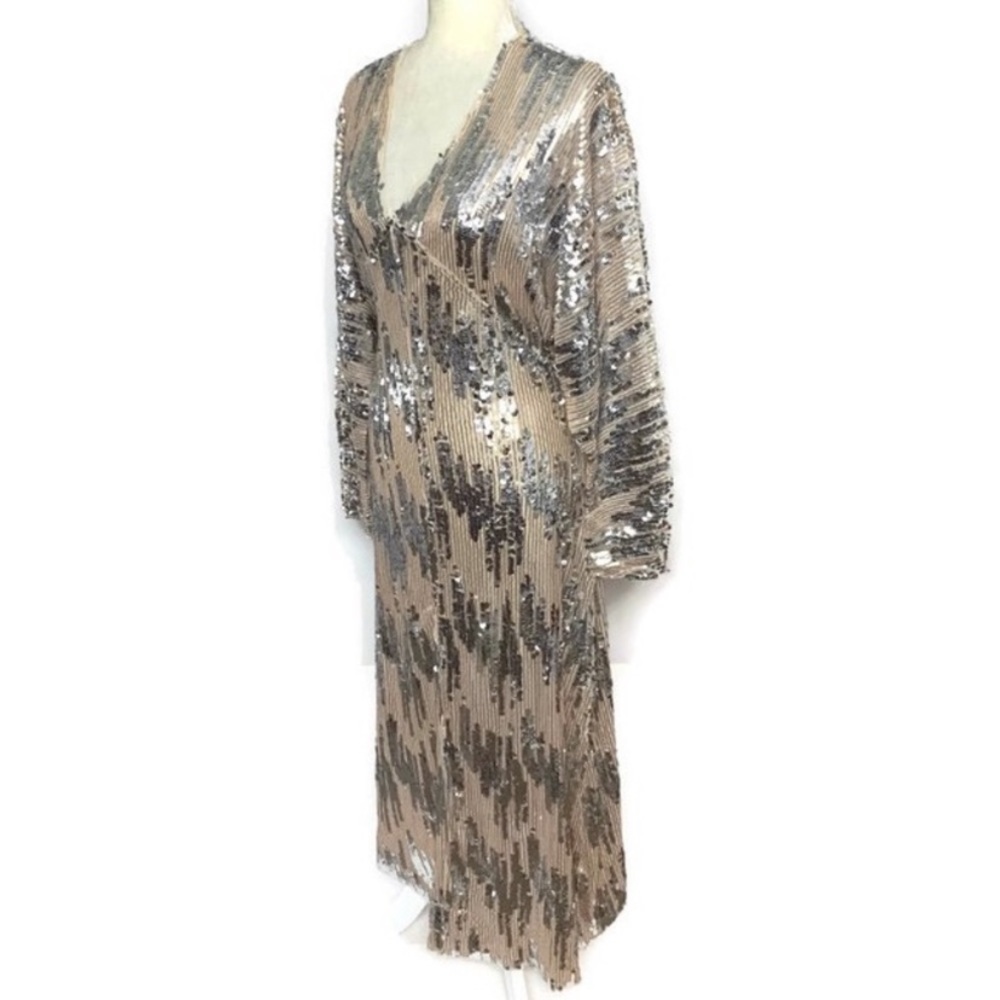 ZARA | long sleeve metallic sequin dress - Picture 4 of 8